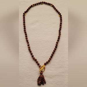 Gorgeous Goldstone Tassel Necklace